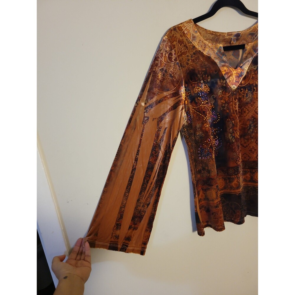Vintage Y2K Whimsical Velour Top Sz M Bohemian Whimsigoth Fairy Grunge - Picture 4 of 7
